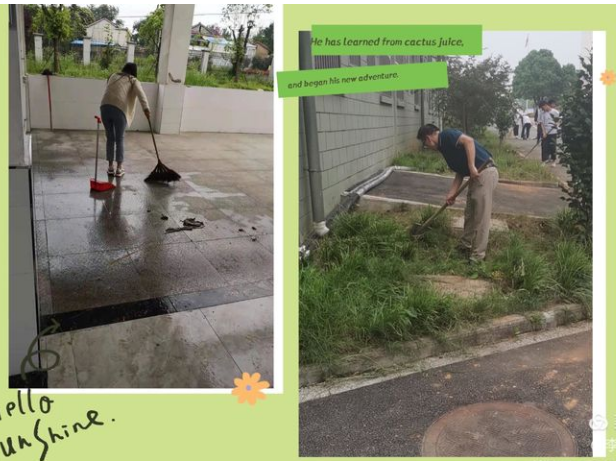 校园大扫除,师生在行动